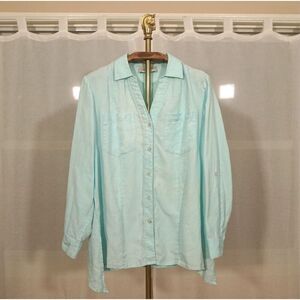 Jones New York Light Blue Linen Blouse